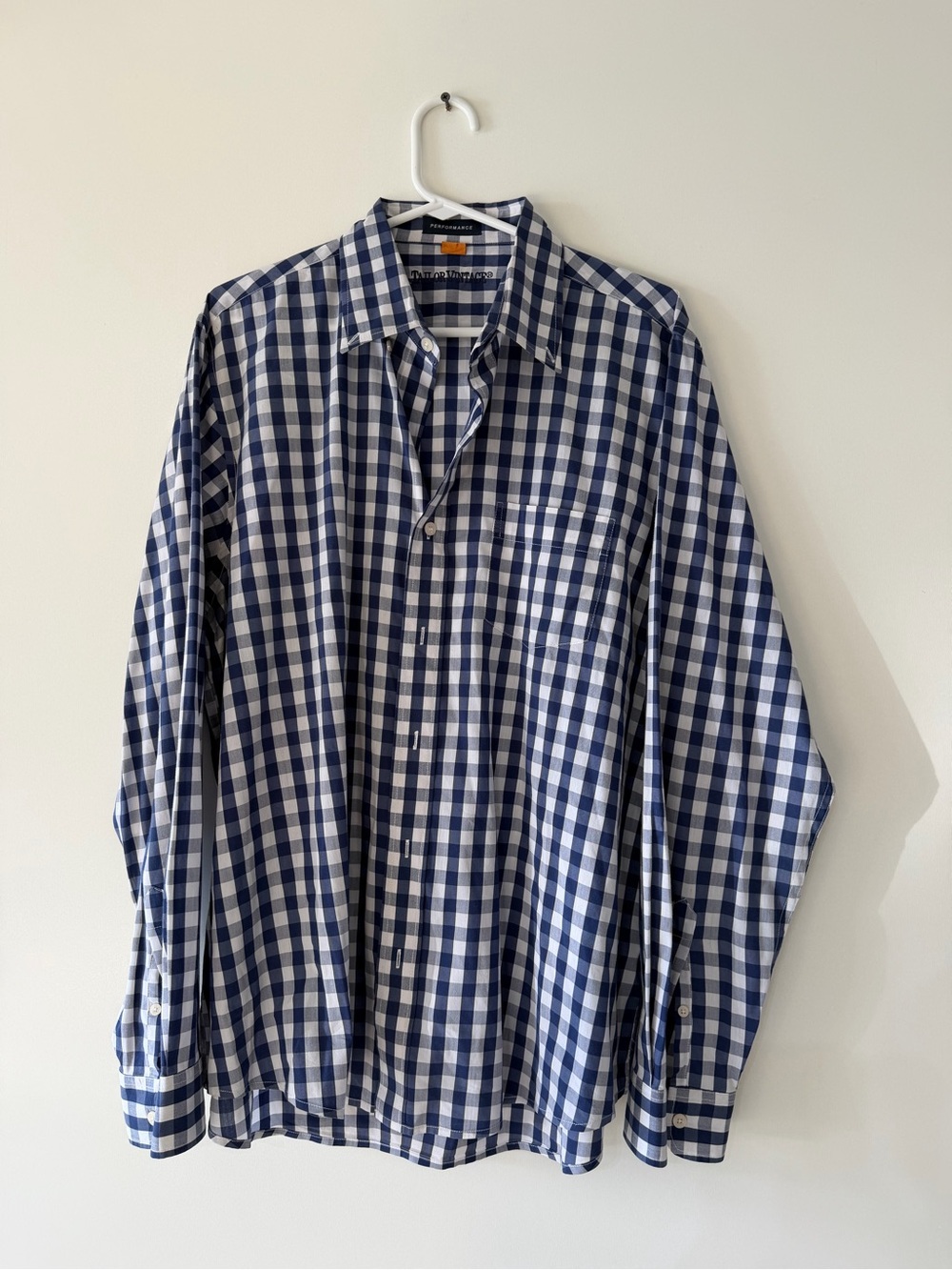 Tailor Vintage Blue and White Gingham Button-Down Shirt
